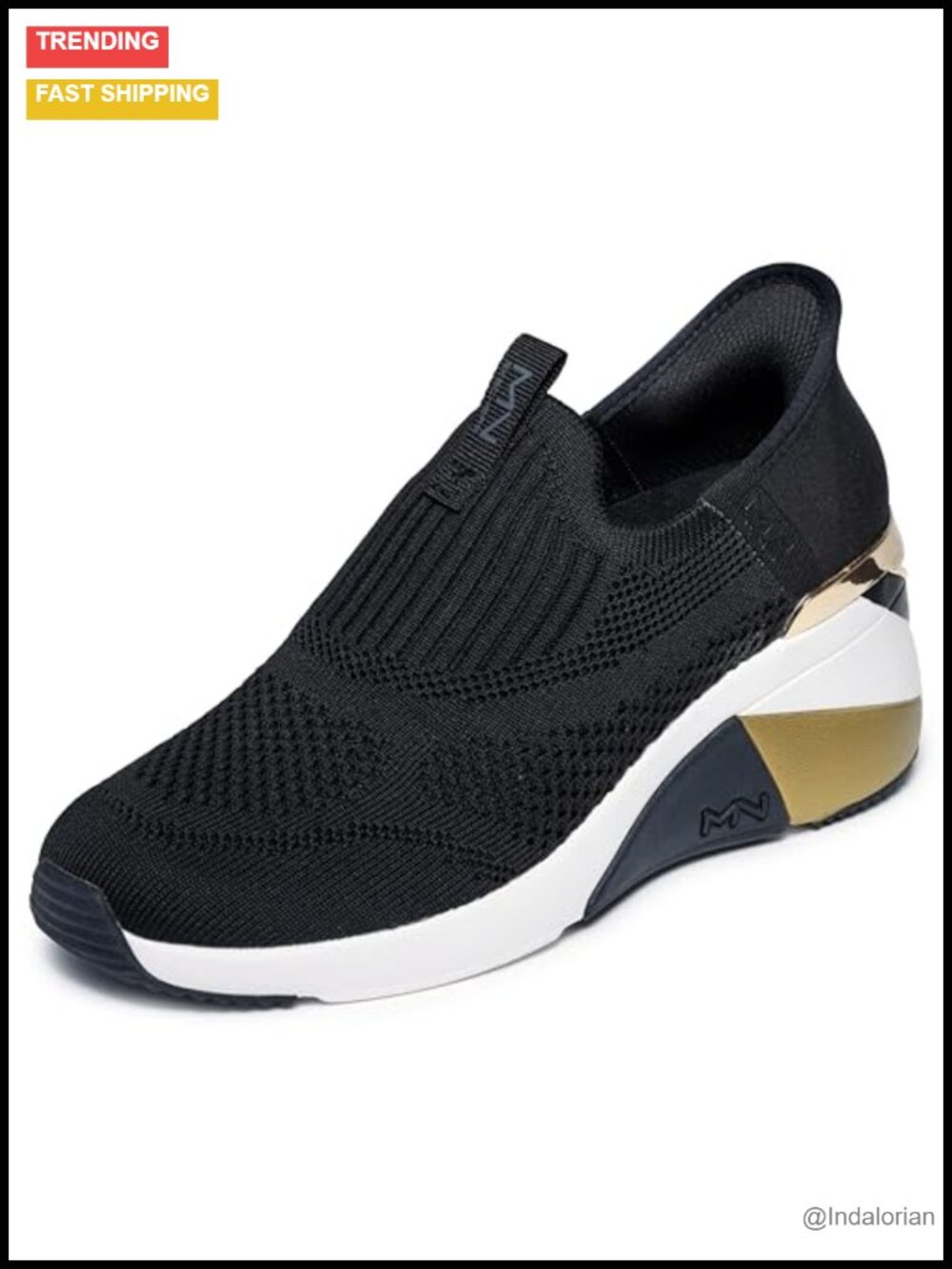 Womens Slip On Wedge Sneakers Memory Foam Knit Pull On Comfort